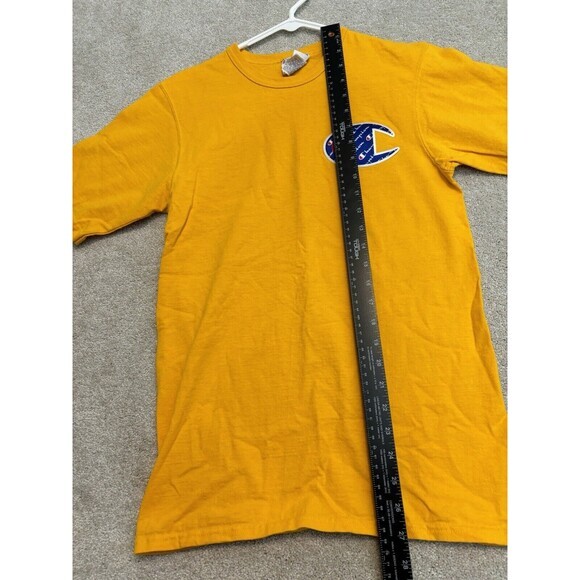 Vintage Champion Shirt Size Small Yellow Embroidered Big Blue "C" Short Sleeve - Picture 7 of 8